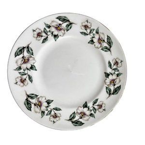 Royal Victoria 8 1/4" Salad Plate White Floral Trim Bone China Gold Rim